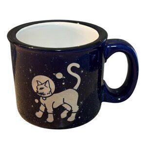 Bread and Badger Space Cat Astronaut Mug, Navy Blue Coffee Cup